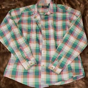 Par four plaid long sleeve button up shirt size 12